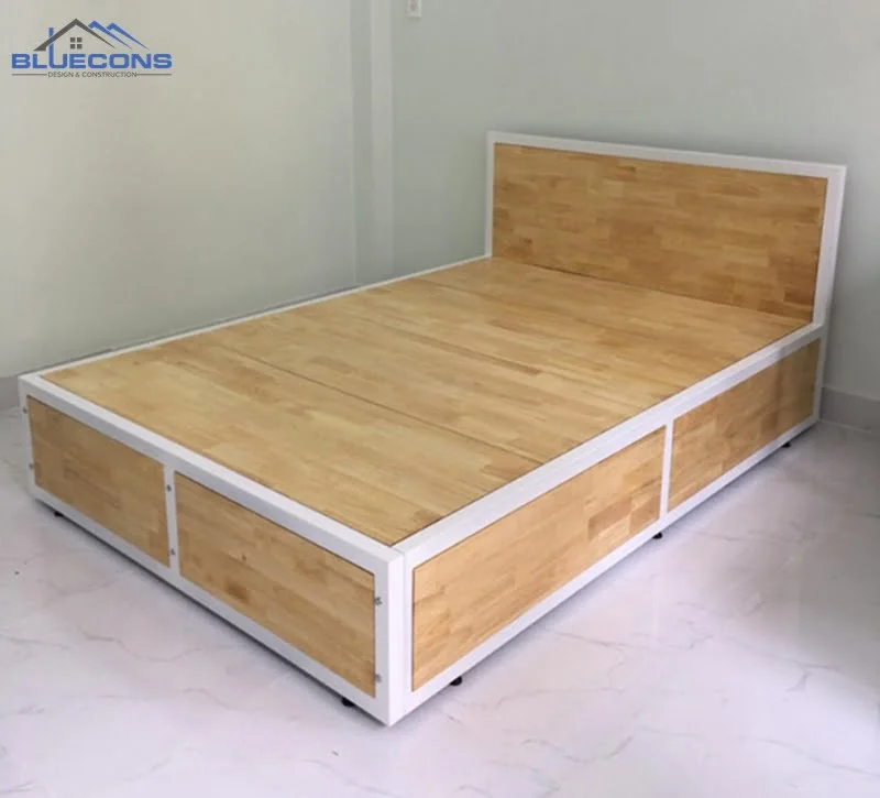 Mau-giuong-ngu-go-co-chan-ngan-keo-tien-loi Giường gỗ công nghiệp có chân