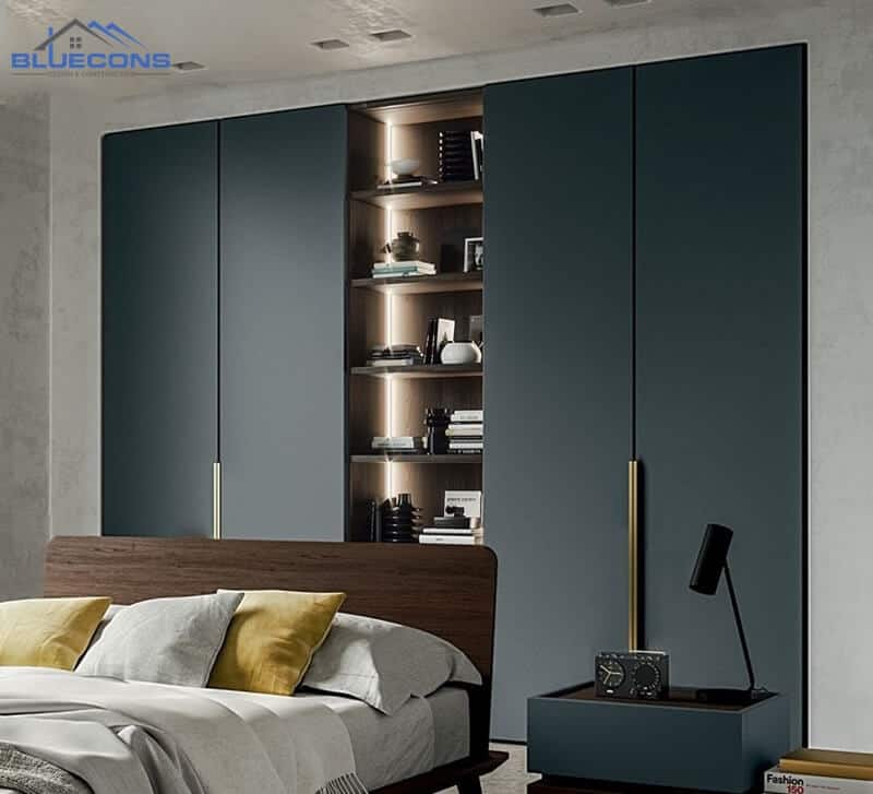 Mẫu tủ quần áo 5 cánh âm tường hiện đại