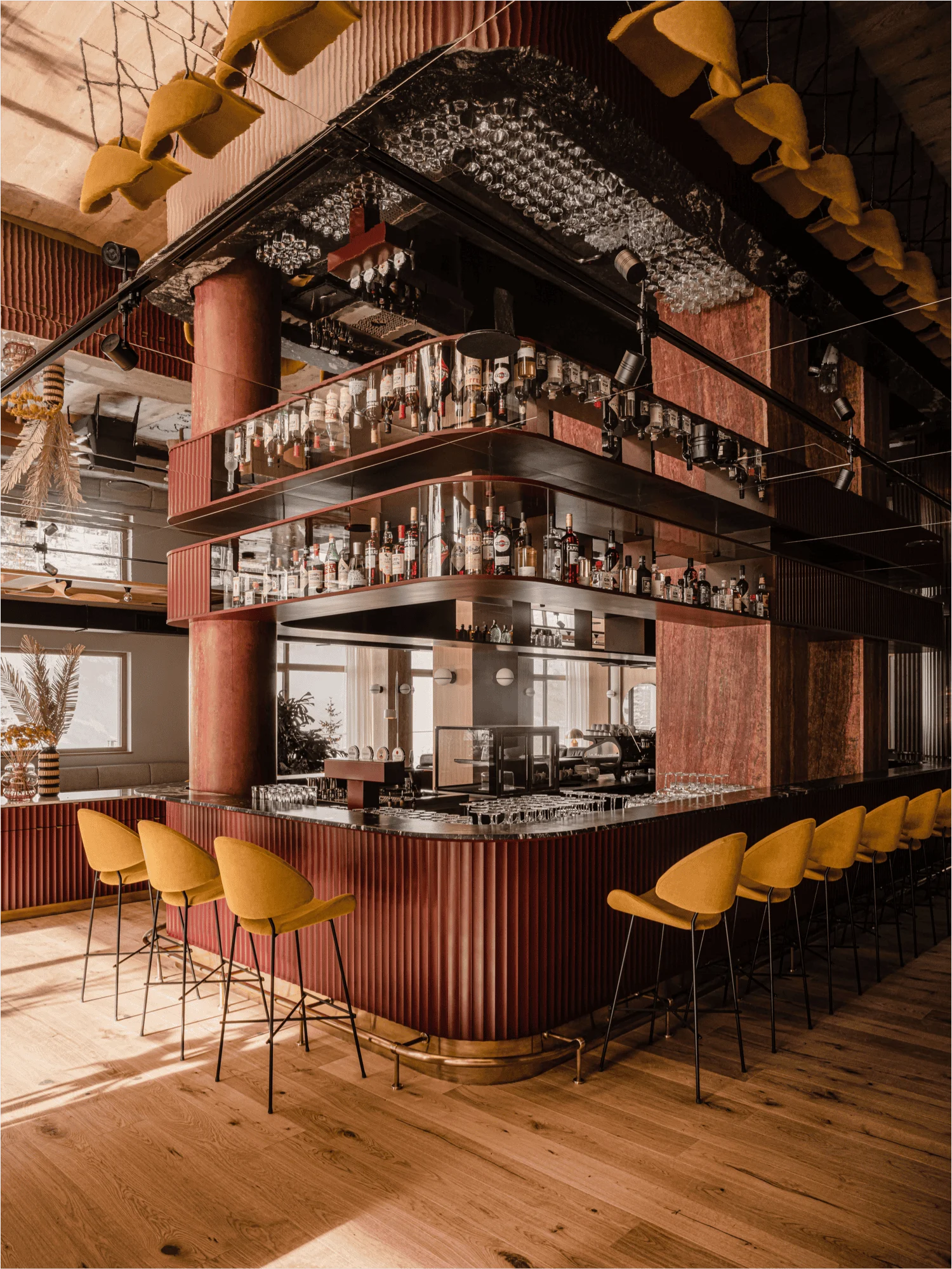 Quầy Bar Gỗ Ốp Đá Kết Hợp Khung Sắt