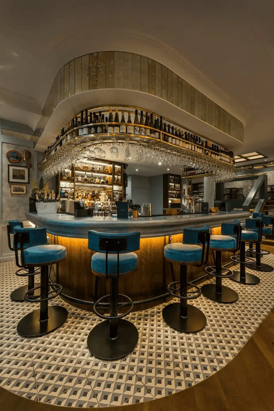 Quầy Bar Gỗ Ốp Đá Kết Hợp Khung Sắt
