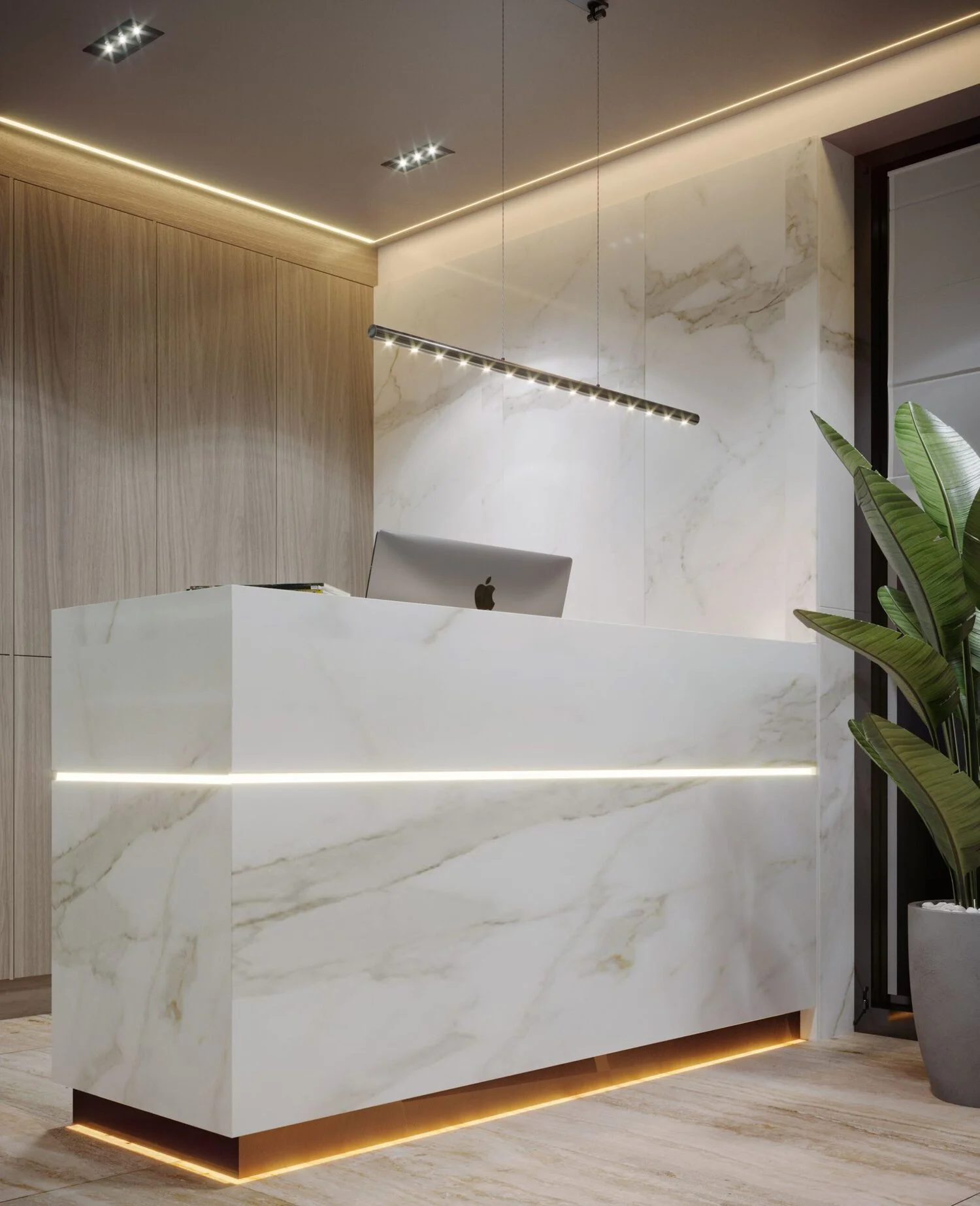 Quầy Lễ Tân Led Hiện Đại