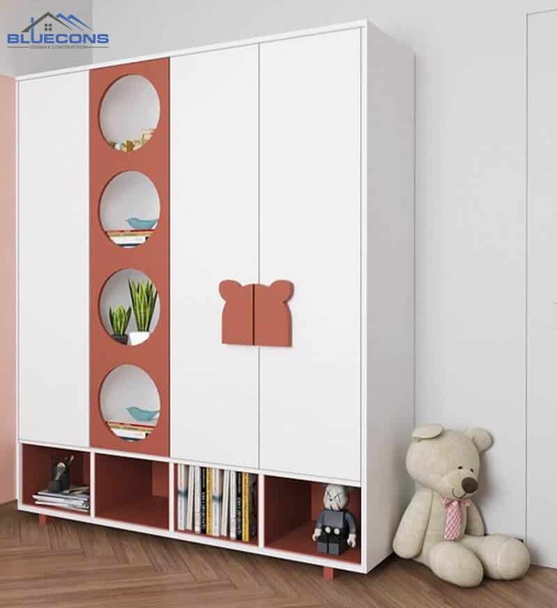 Thiết kế tủ quần áo 4 cánh cho bé