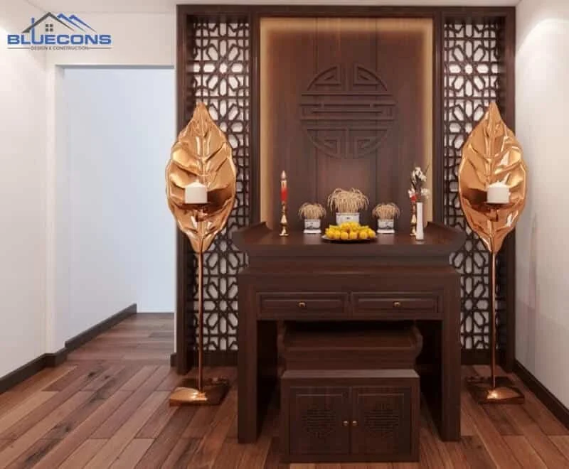 Thiết kế tủ thờ gỗ công nghiệp theo yêu cầu tại Bluecons