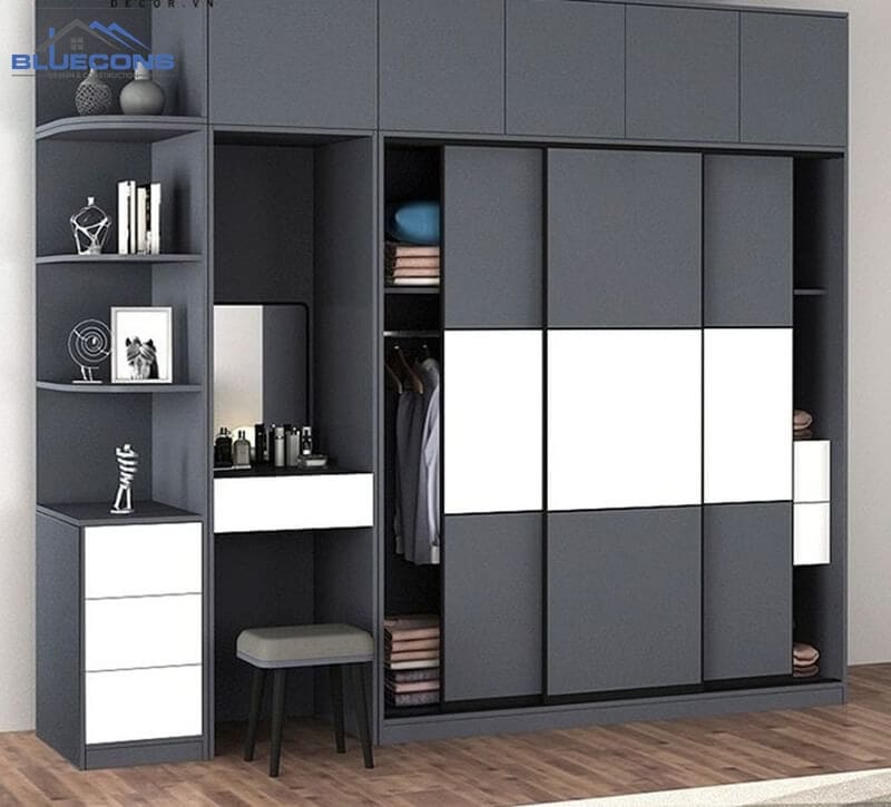 Tủ áo 5 cánh kết hợp bàn trang điểm đẹp