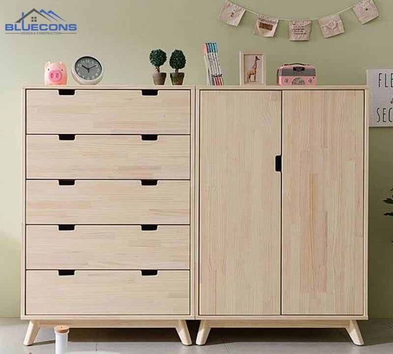 Tủ áo dạng ngăn kết hợp cánh đứng cho bé dưới 15 tuổi