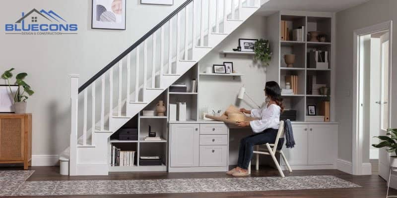 Tủ cầu thang gỗ công nghiệp tiện dụng