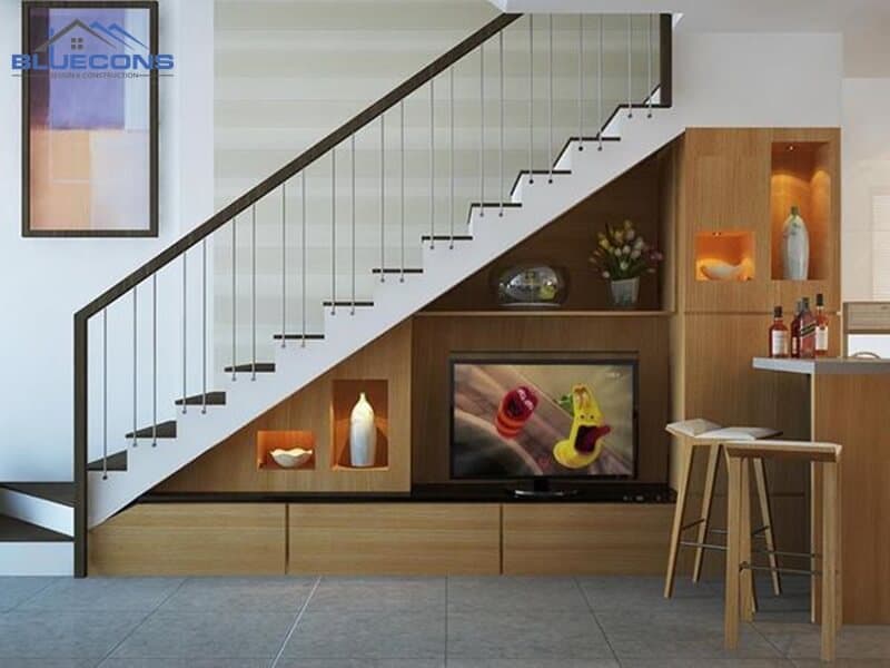 Tủ cầu thang kệ tivi đẹp