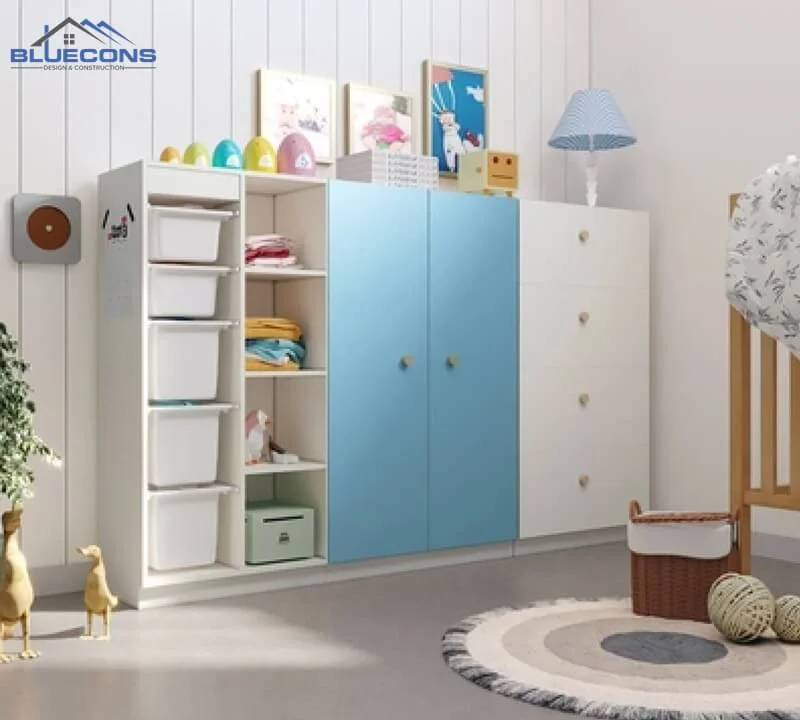 Tu-quan-ao-mau-xanh-da-nang-cho-be-trai Tủ quần áo trẻ em gỗ công nghiệp