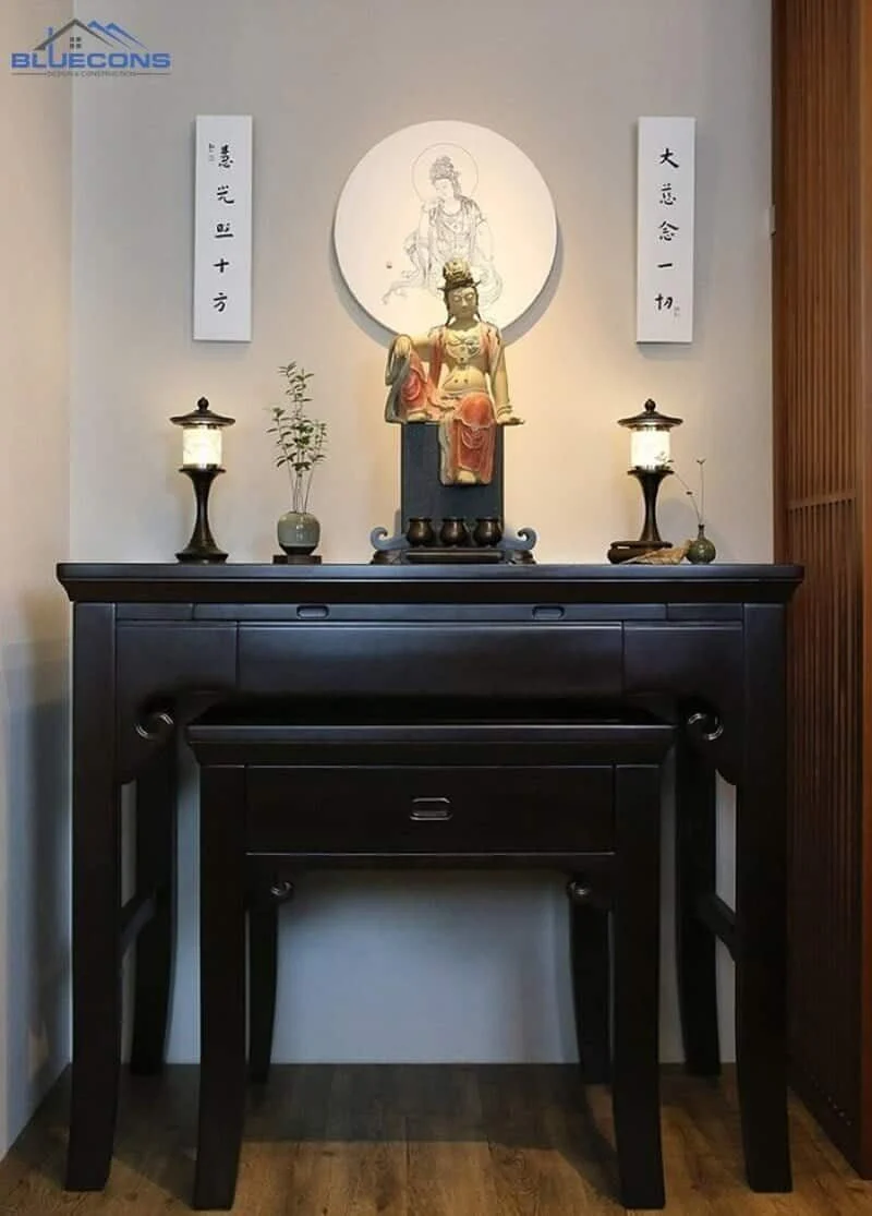 Tủ thờ gỗ công nghiệp màu đen ấn tượng