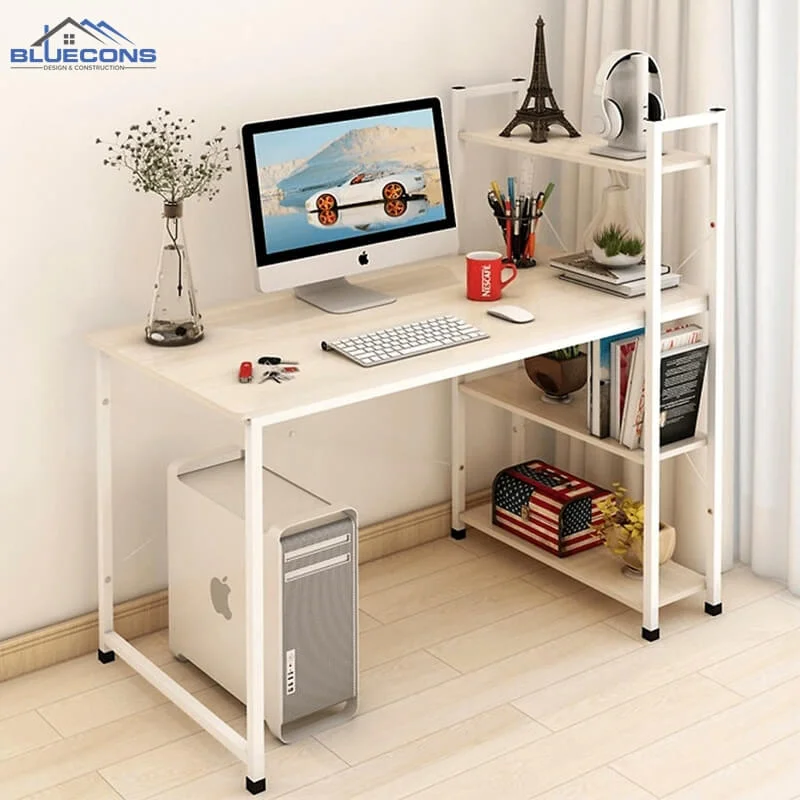 Bàn học gỗ công nghiệp chữ U chân sắt