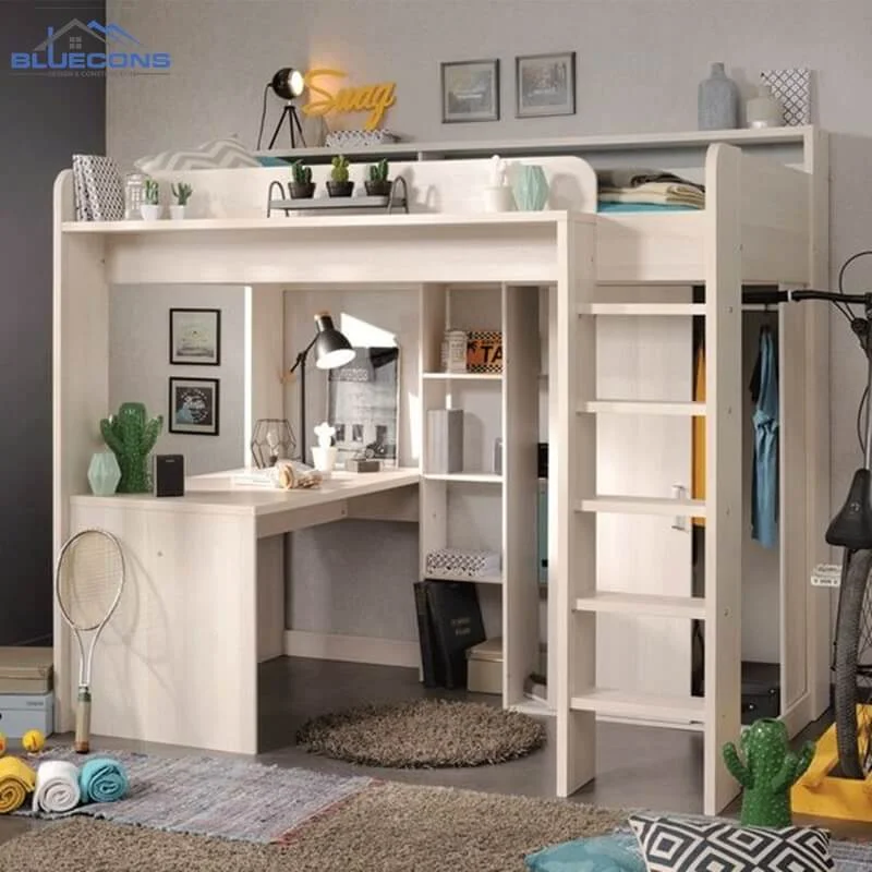 Bàn học gỗ công nghiệp kết hợp giường tầng cho người lớn