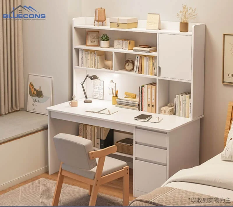Bàn học gỗ công nghiệp kết hợp tủ sách nhỏ gọn