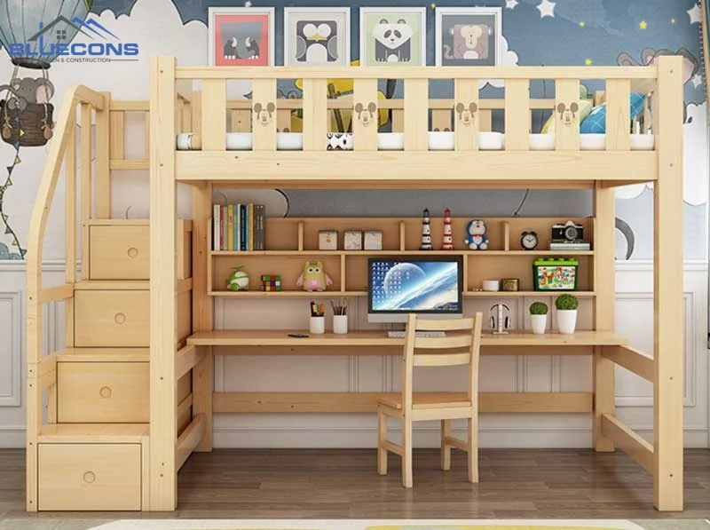 Bàn học kết hợp giường tầng cho bé