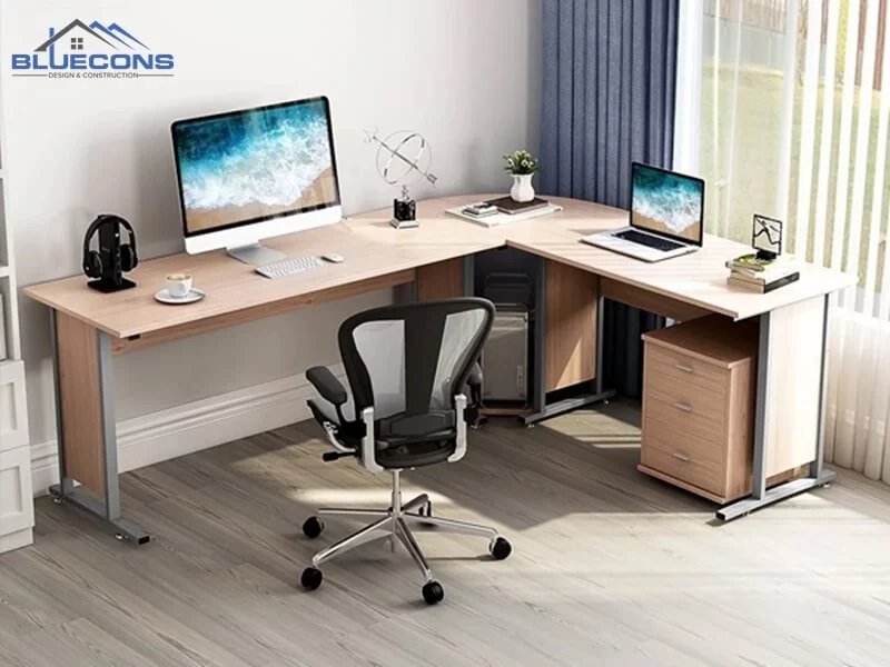 Mẫu bàn học chữ L thiết kế đơn giản