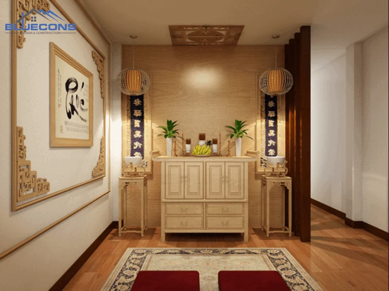 Phòng thờ gỗ công nghiệp