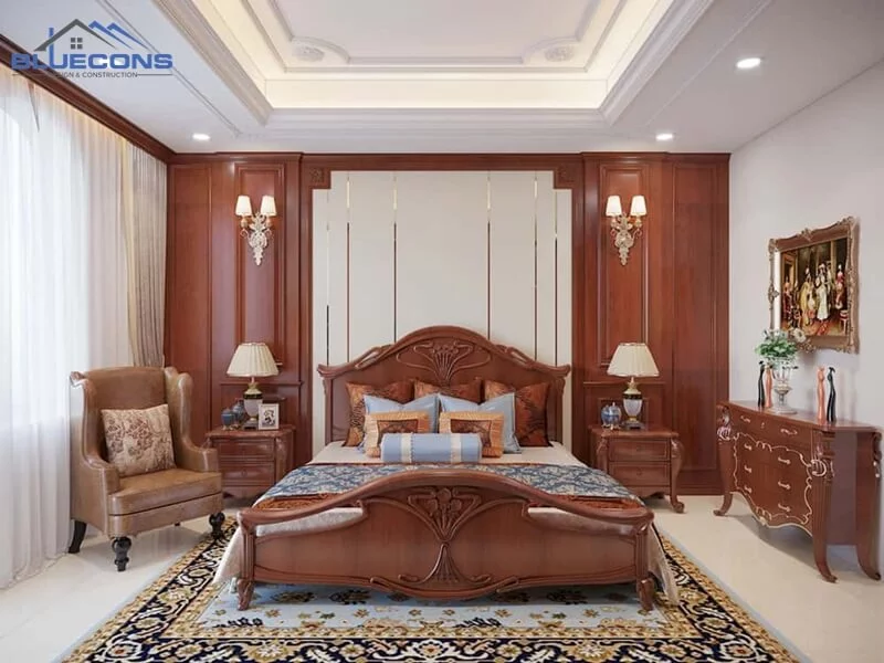 thiet-ke-phong-ngu-phong-cach-co-dien Xưởng nội thất gỗ công nghiệp Bluecons TP.HCM giá tận gốc