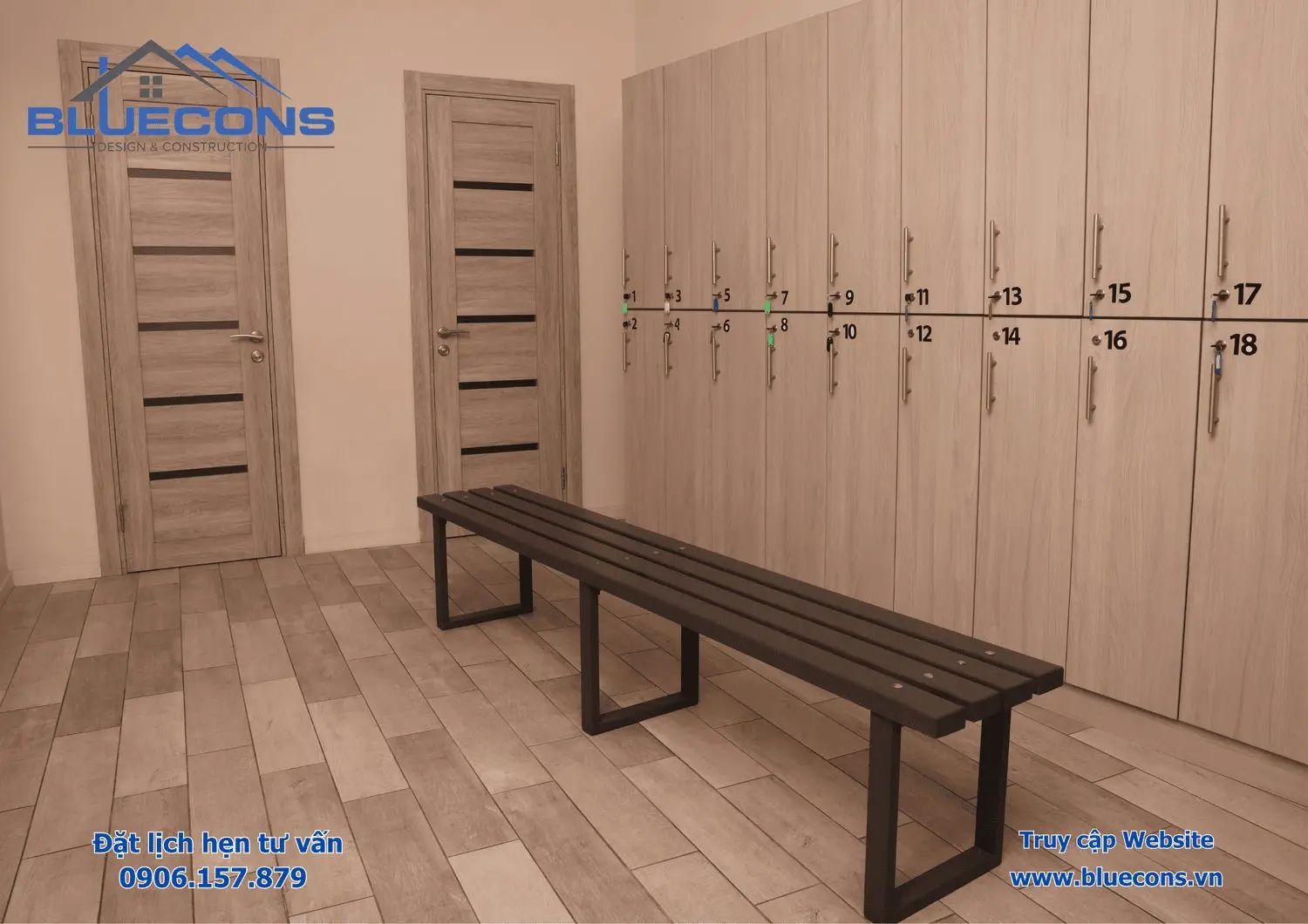 Tủ locker bằng gỗ công nghiệp
