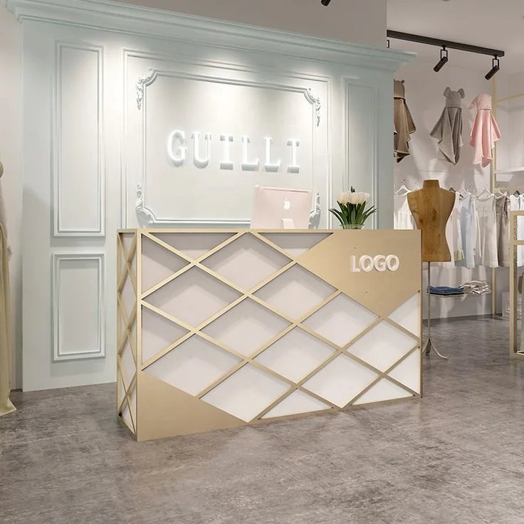 quay-thu-ngan-chu-I-bang-go-4 Mẫu quầy thu ngân chữ I bằng gỗ