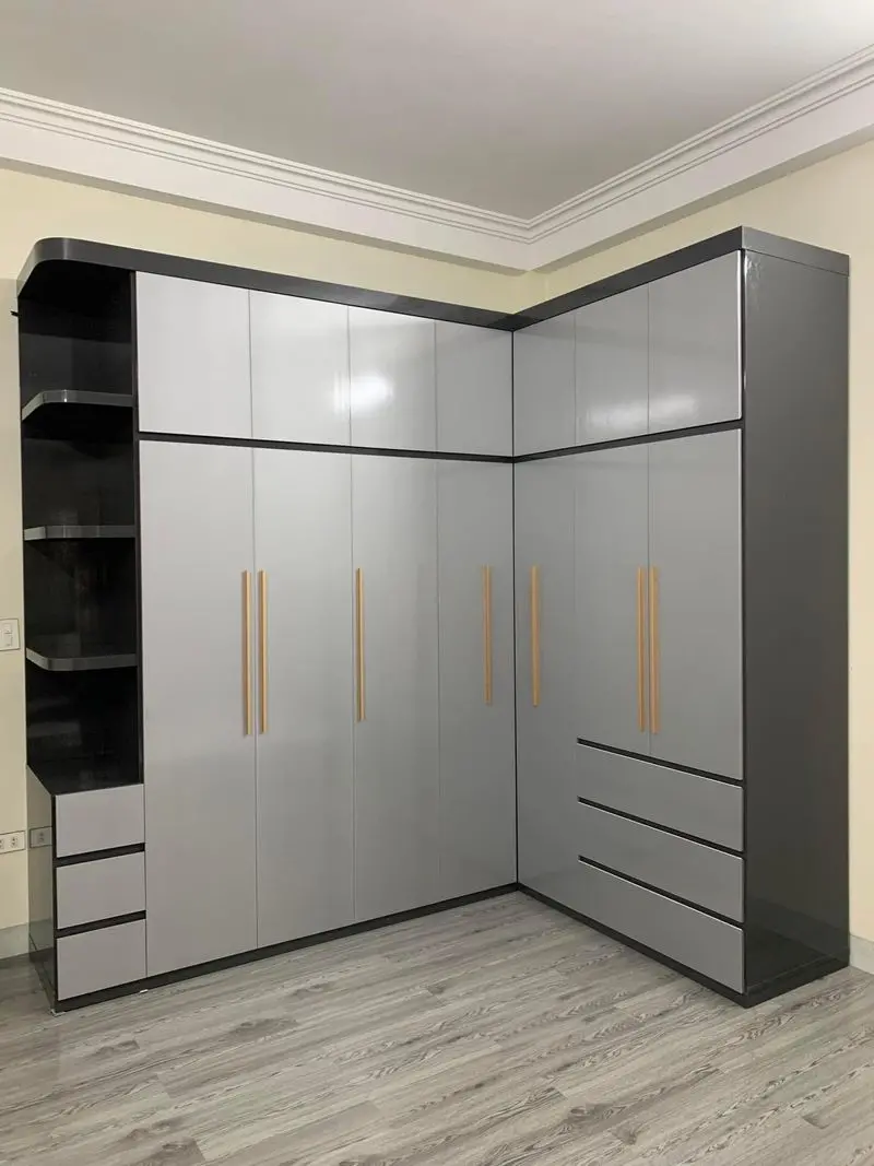 Tủ quần áo chữ L màu trắng tinh khôi