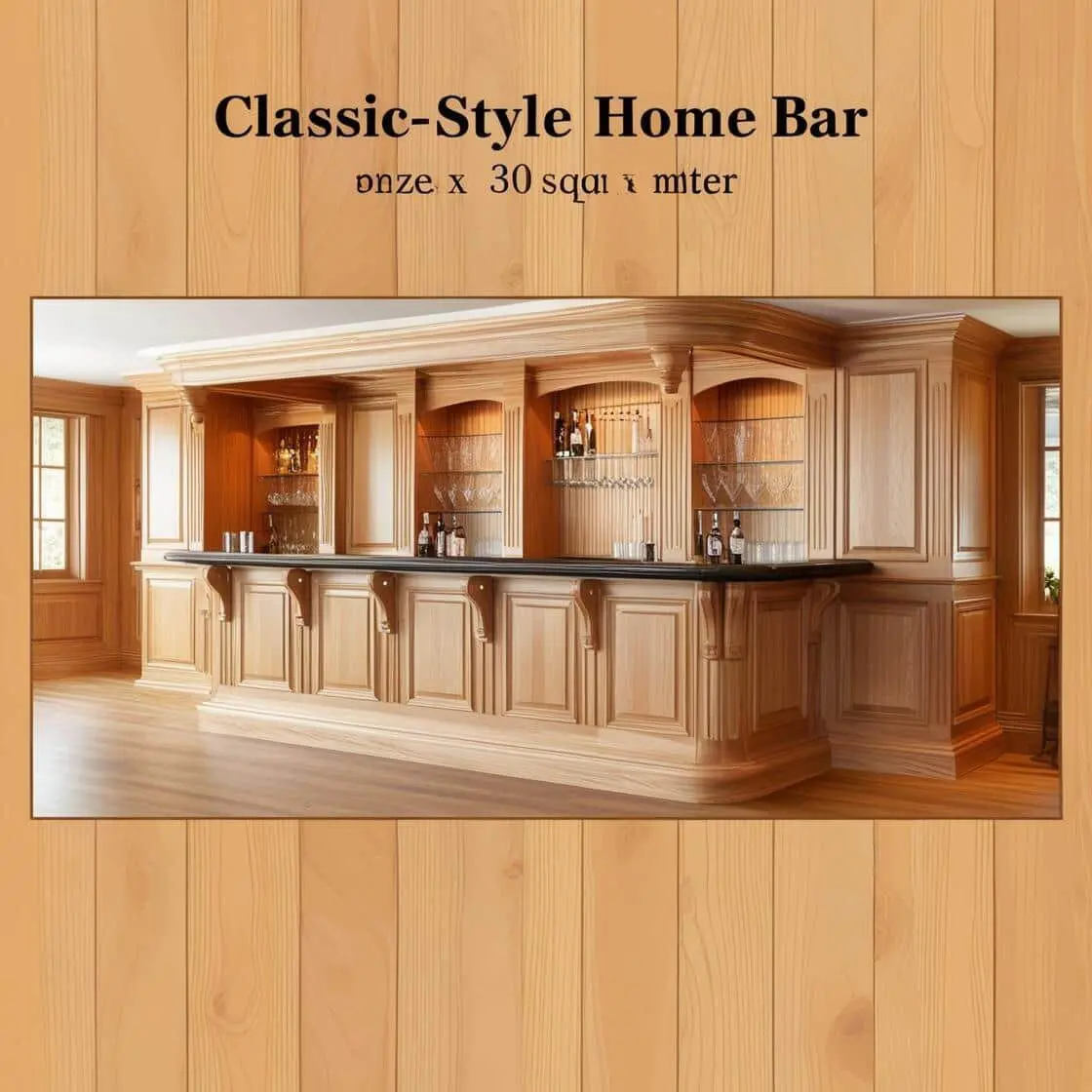 Quầy bar gia đình phong cách cổ điển 30m2 tông gỗ sáng (1) Quầy Bar Gia đình Phong Cách Cổ điển 30m2 Tông Gỗ Sáng (1)