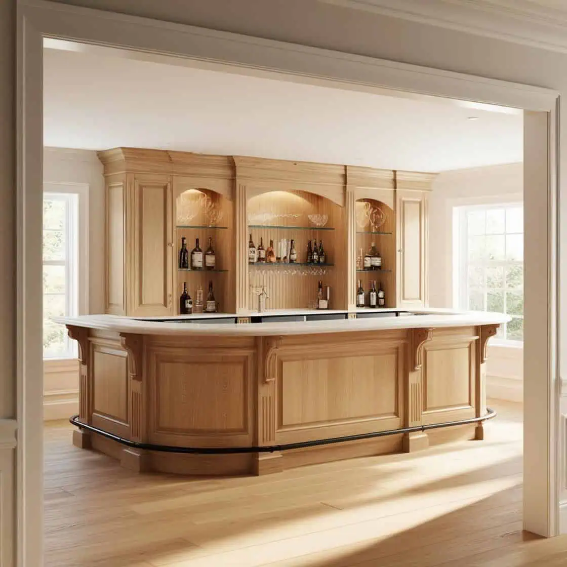 Quay-bar-gia-dinh-phong-cach-co-dien-30m2-tong-go-sang_-2 Quầy Bar Gia Đình Phong Cách Cổ Điển