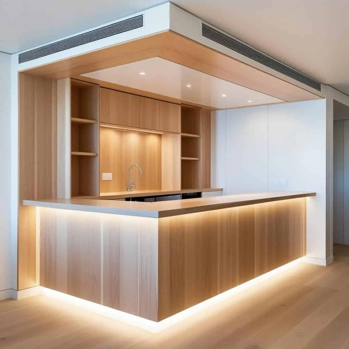 Quầy Bar Gỗ Gia đình 10m2 Hiện đại Tông Trắng (1)