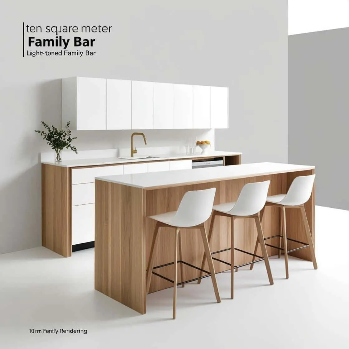 Quầy Bar Gỗ Gia đình 10m2 Hiện đại Tông Trắng (5)