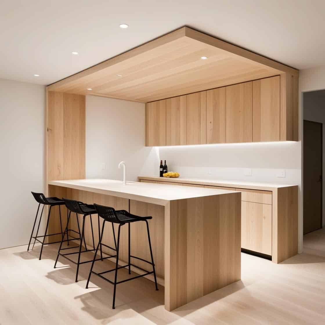 Quay-bar-go-gia-dinh-10m2-hien-dai-tong-trang Quầy bar gỗ gia đình