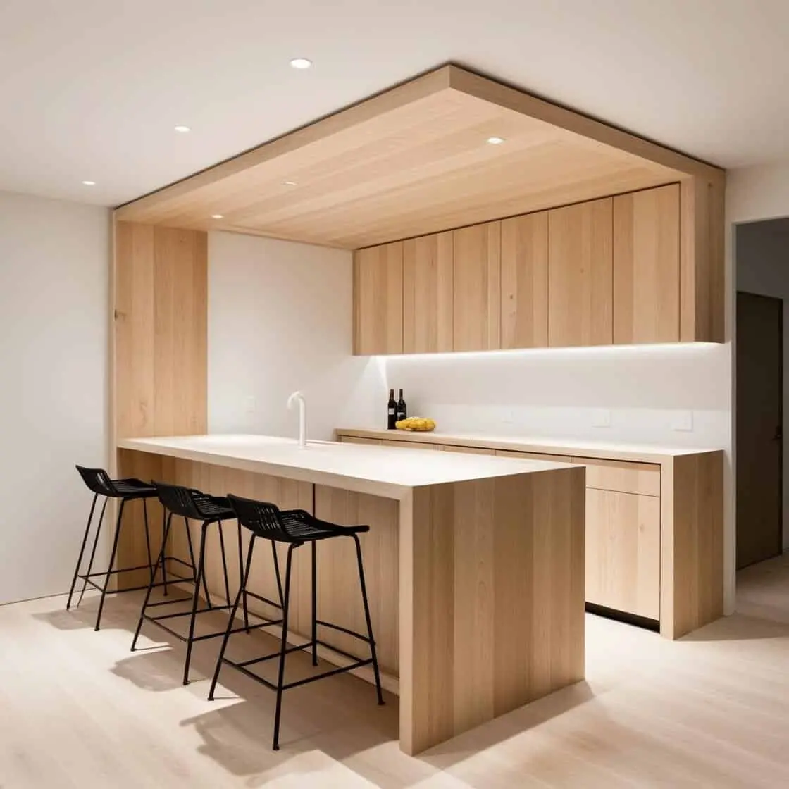 Quầy Bar Gỗ Gia đình 10m2 Hiện đại Tông Trắng