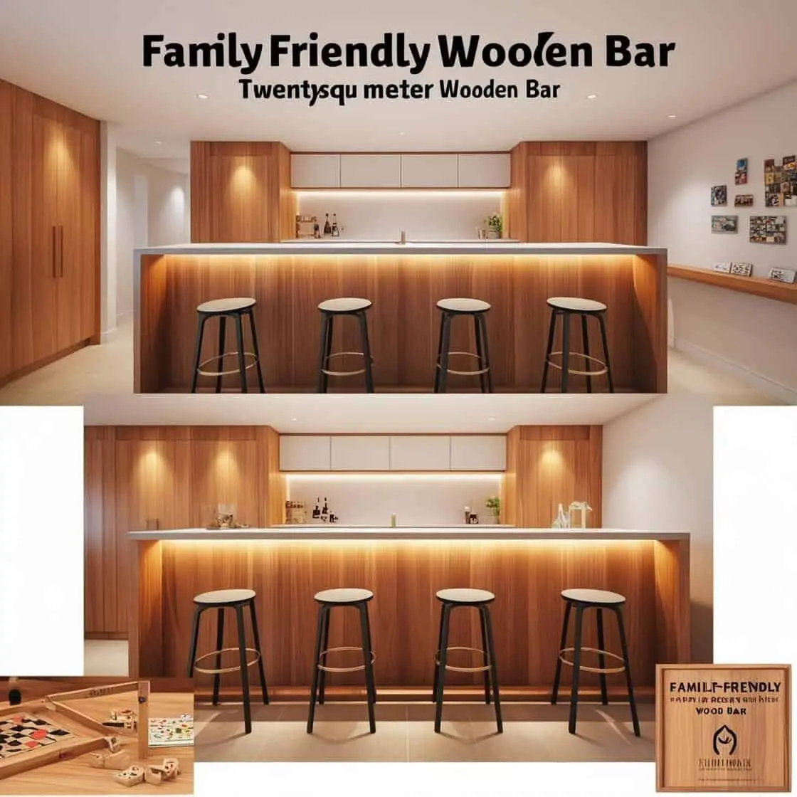 Quầy Bar Gỗ Gia đình 20m2 Hiện đại