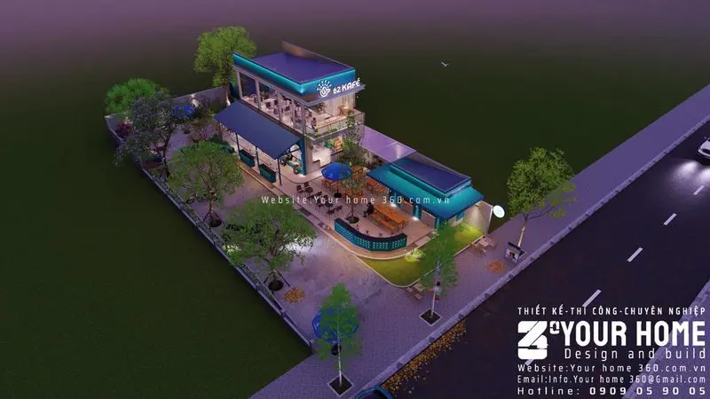 Thiết kế quán cafe sân vườn