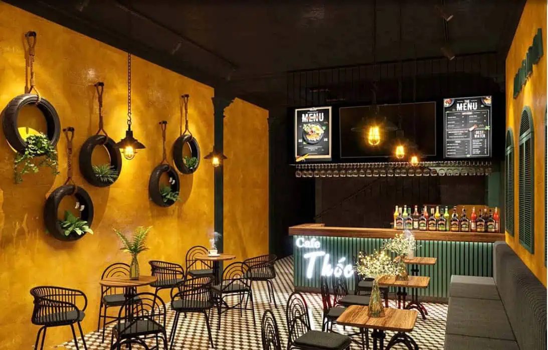 Thiet-ke-Thi-cong-quan-cafe-tai-Bluecons-6 Thiết kế quán cafe nhỏ đẹp giá rẻ