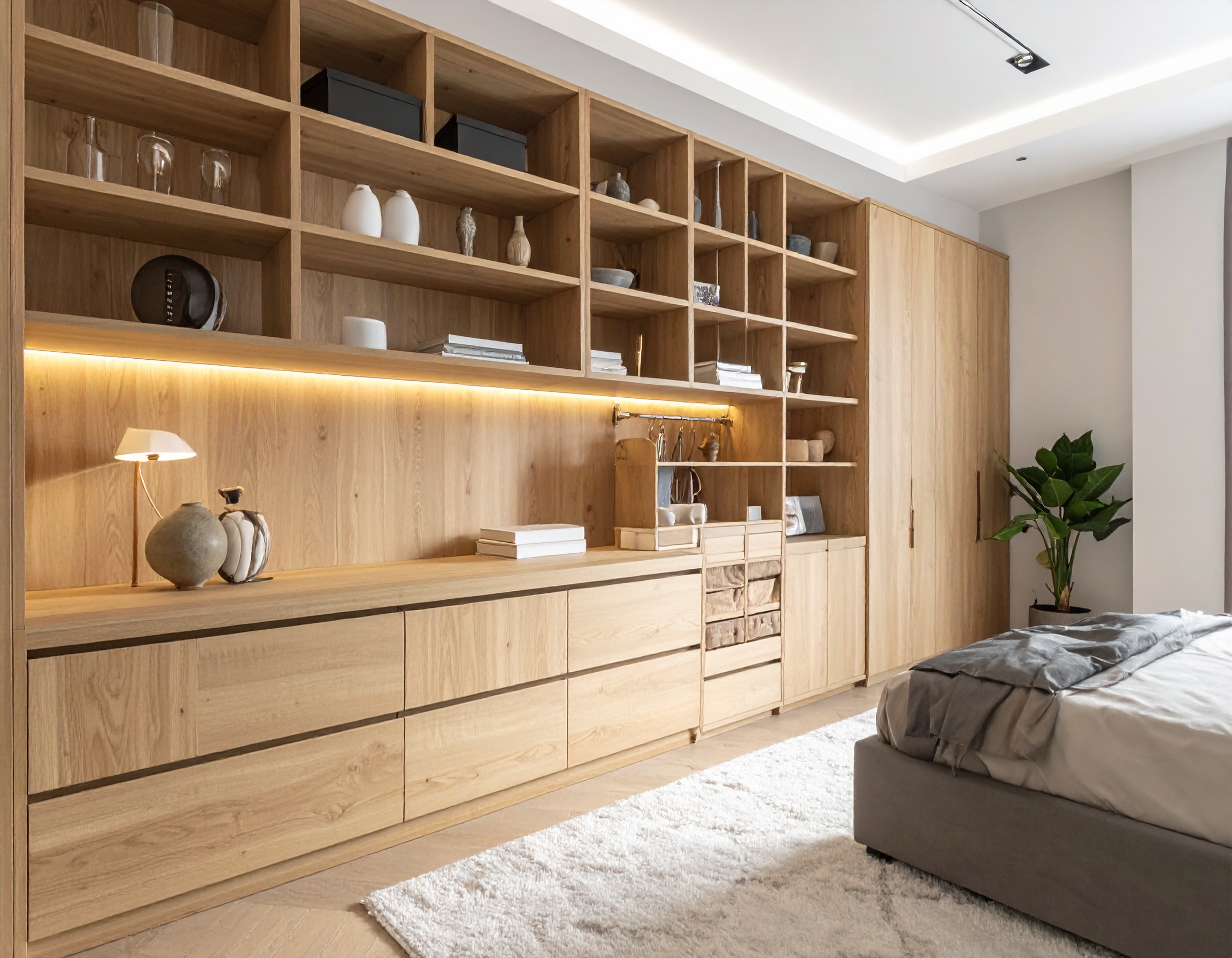 Tủ Quần Áo Gỗ Có Kệ Trưng Bày 2 Tủ Quần Áo Gỗ Có Kệ Trưng Bày 2