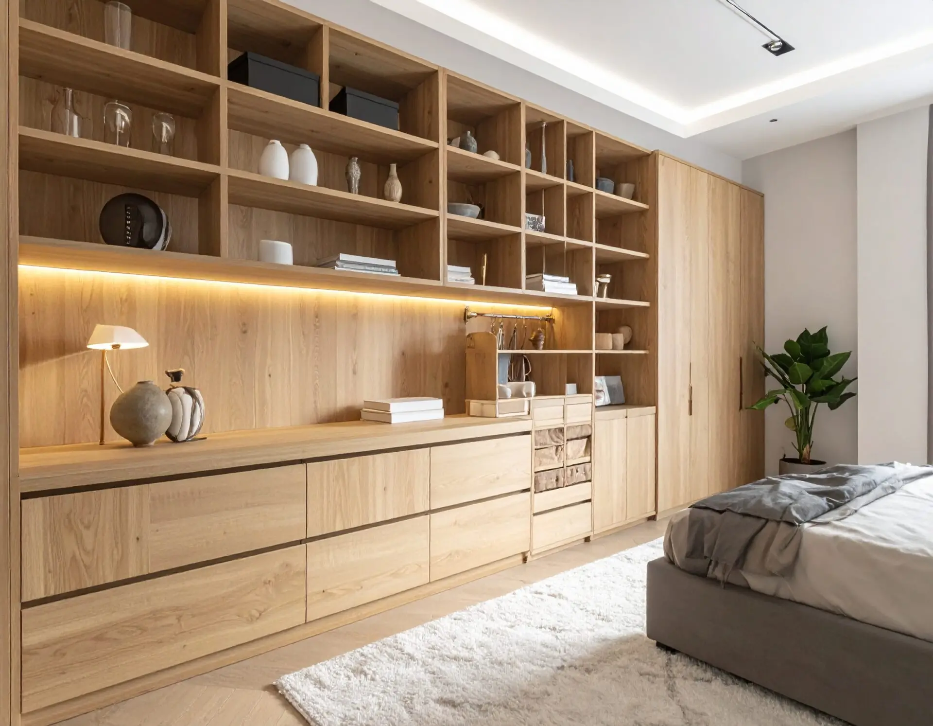 Tủ Quần Áo Gỗ Có Kệ Trưng Bày 2