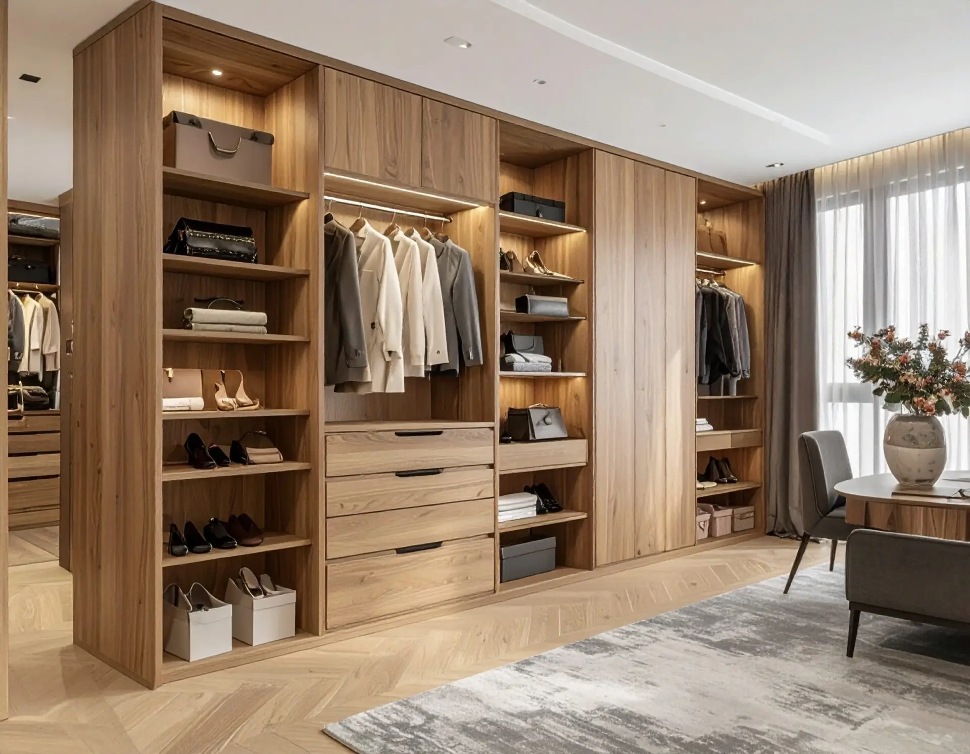 Tủ Quần Áo Gỗ Có Kệ Trưng Bày 5