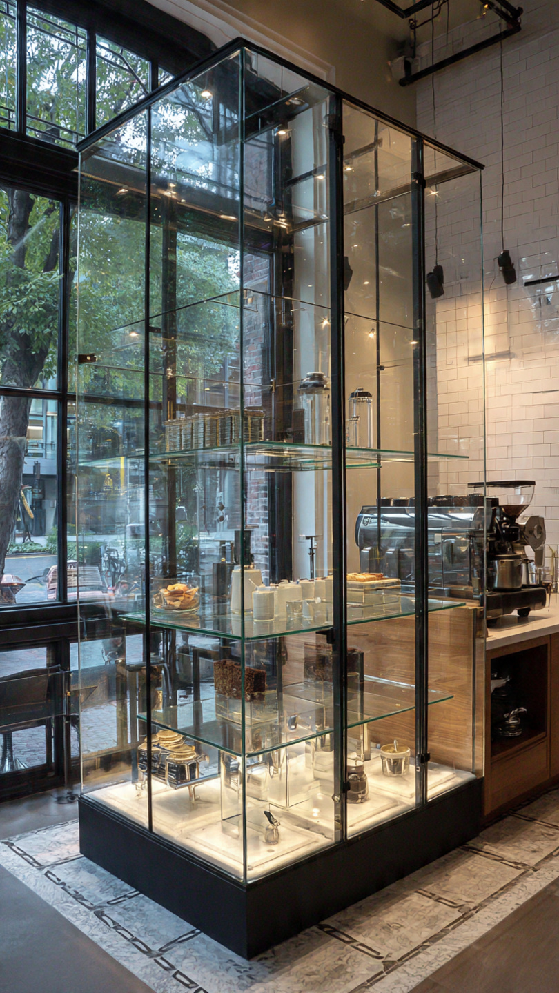 Tủ trưng bày kính cho quán cà phê (2) Tủ trưng bày kính cho quán cà phê (2)