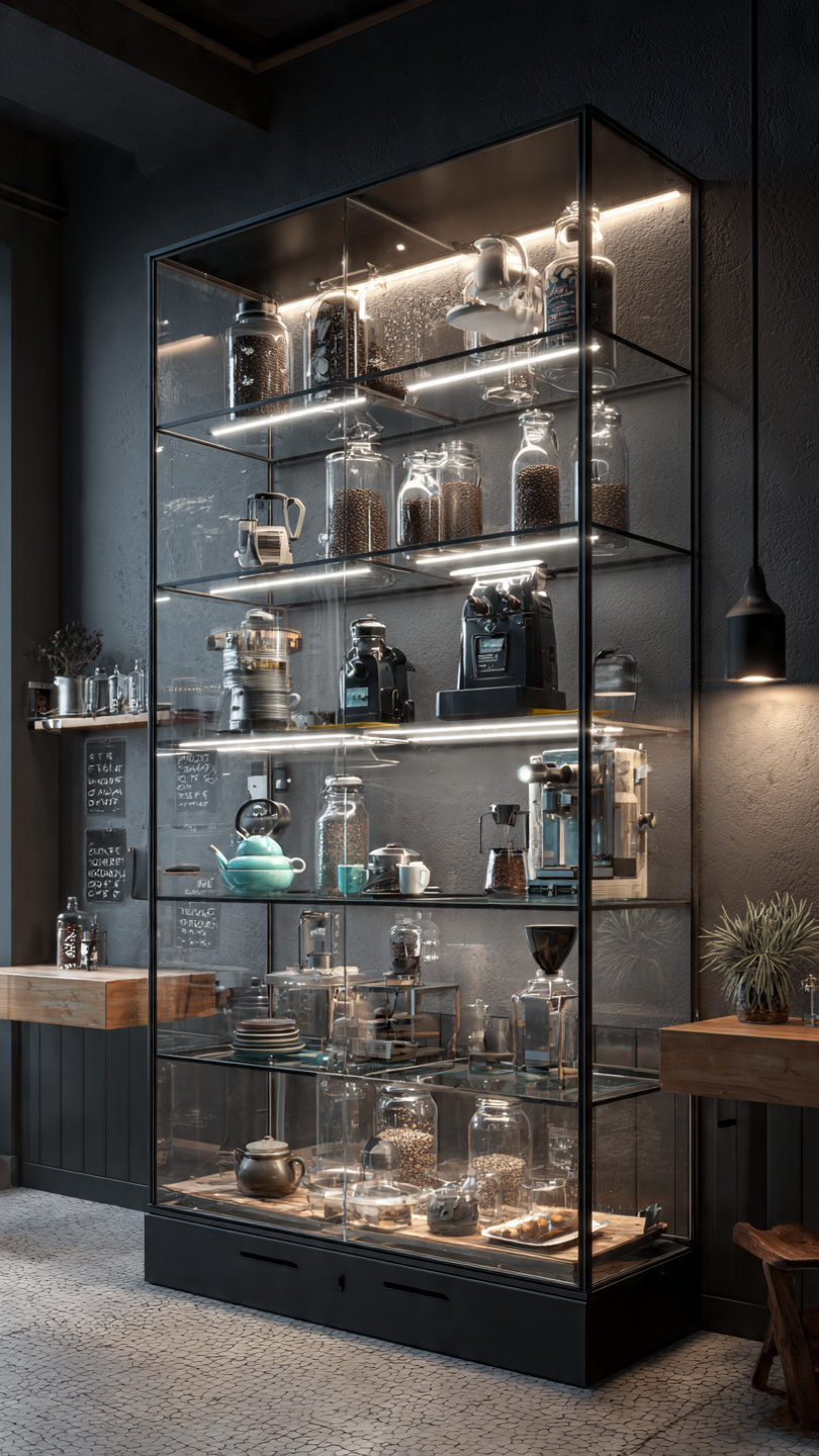 Tủ trưng bày kính cho quán cà phê (3) Tủ trưng bày kính cho quán cà phê (3)