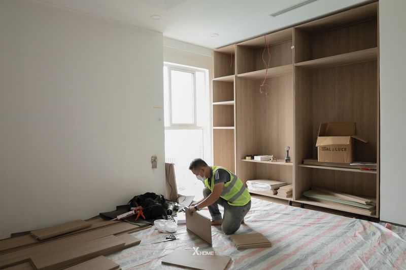 thi công nội thất gỗ HDF căn hộ 12 Hình ảnh thi công nội thất gỗ công nghiệp