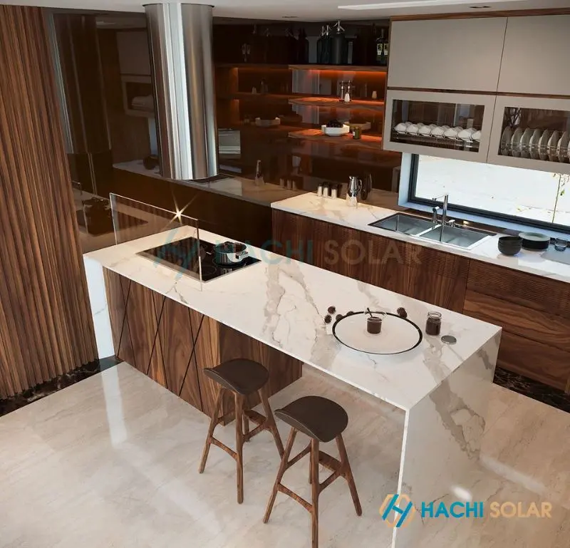 Bố trí không gian bếp với bàn đảo và quầy bar