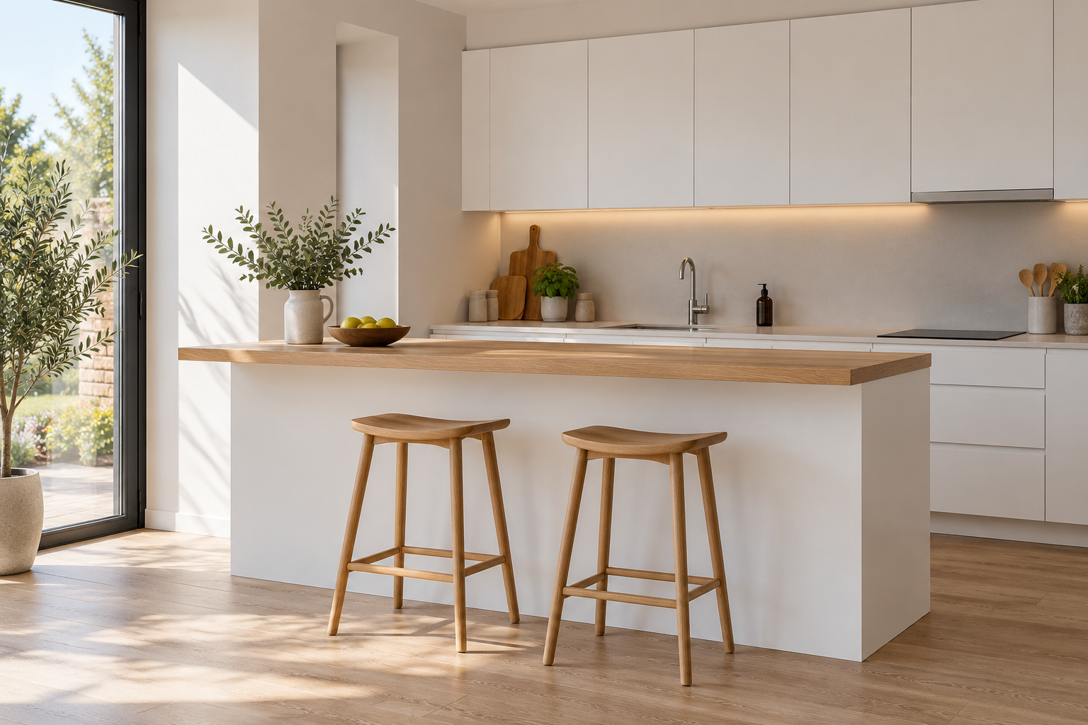 Ảnh AI minh họa Cấu hình quầy bếp đơn giản để trao đổi báo giá