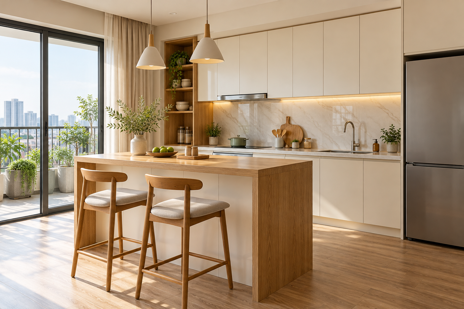 Ảnh AI minh họa Bếp gia đình có quầy ăn sáng