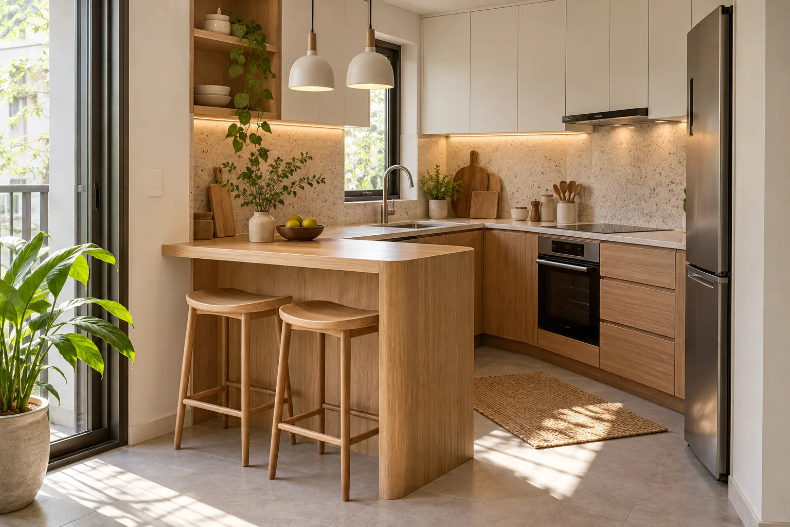 Ảnh AI minh họa Quầy bar mini bếp dành cho hai người