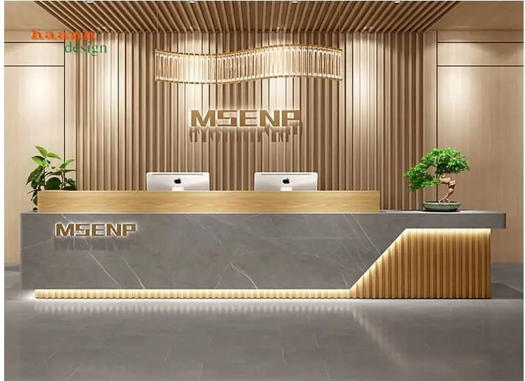 Bàn quầy lễ tân cong