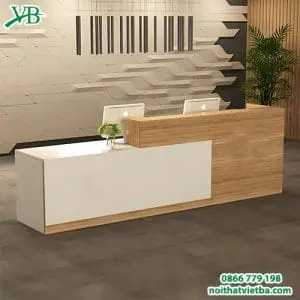 Bàn quầy lễ tân với chất liệu hiện đại
