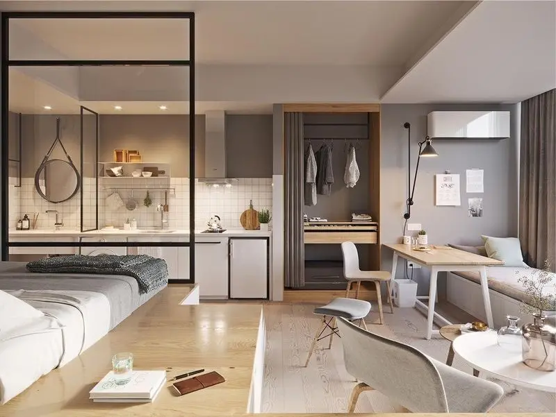 Studio trẻ trung, nội thất mạnh mẽ