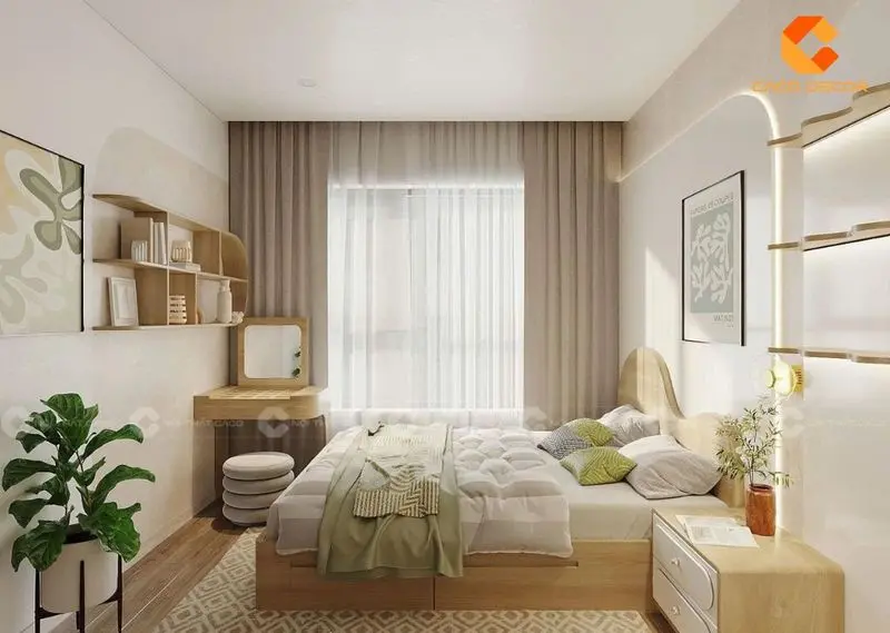 Giường gỗ công nghiệp cho phòng ngủ nhỏ