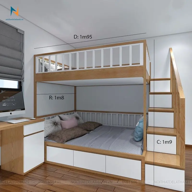 Giường tầng 1m8x2m