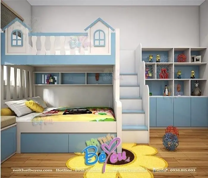 Giường tầng cho bé trai mái nhà