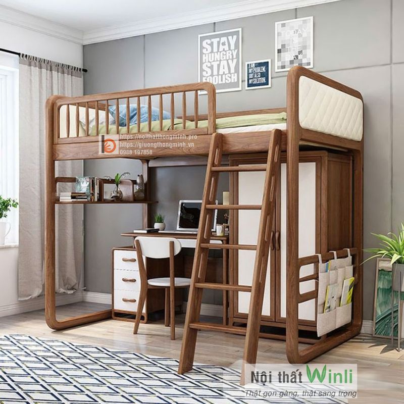 Giường tầng có bàn học
