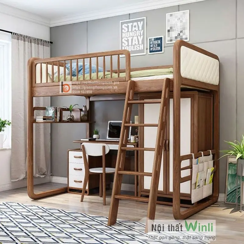 Giường tầng có bàn học